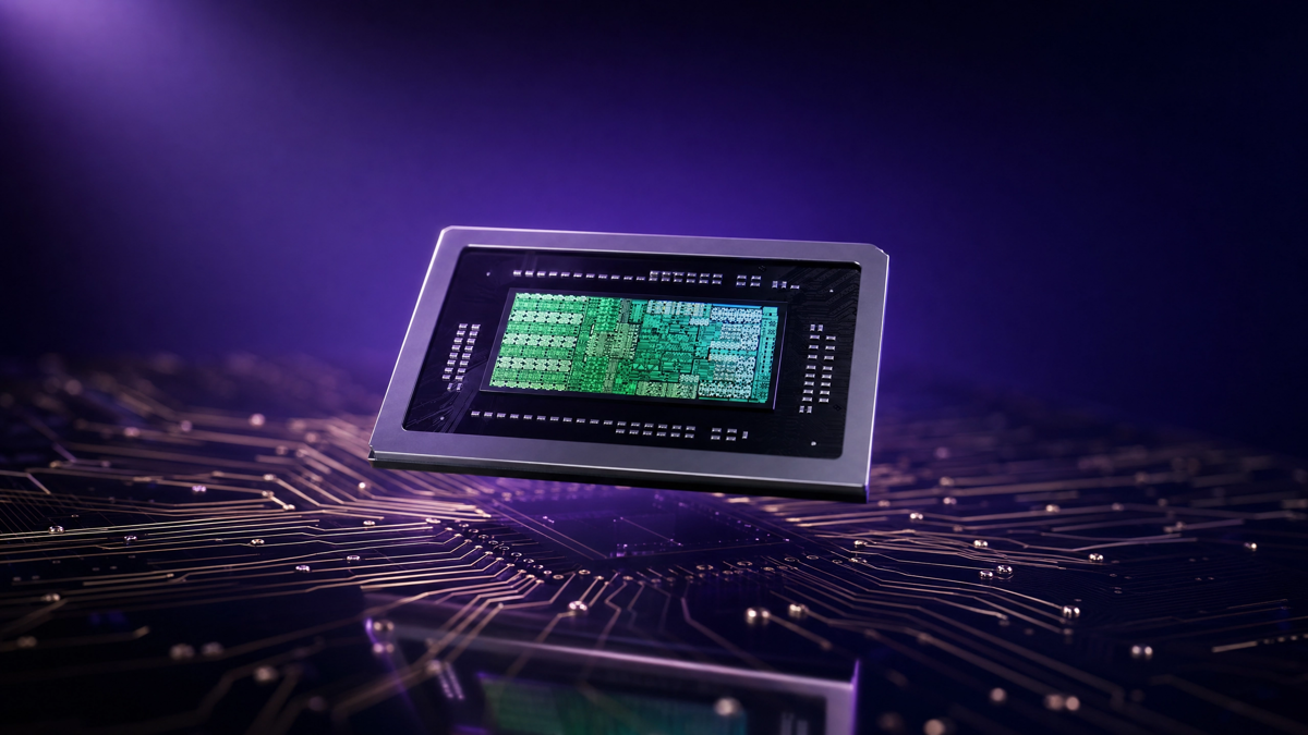 Notebook slim sobre mesa com fundo violeta — NVIDIA RTX Spark Computex 2026